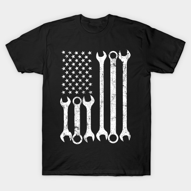 Mechanic USA Flag T-Shirt by thingsandthings